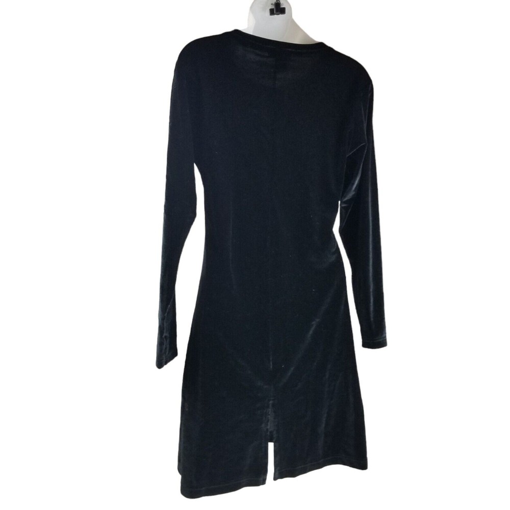 NY Collection Velour Stretch Knee Length Dress Long Sleeve Womens M Velvet - Picture 2 of 12